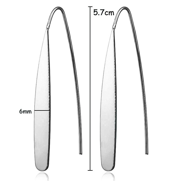 2/$20! Silver Shiny/Flat/Oblong Threader Earrings - Picture 6 of 8